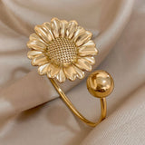Greatera Waterproof Gold Flower Cuff Bracelet for Women