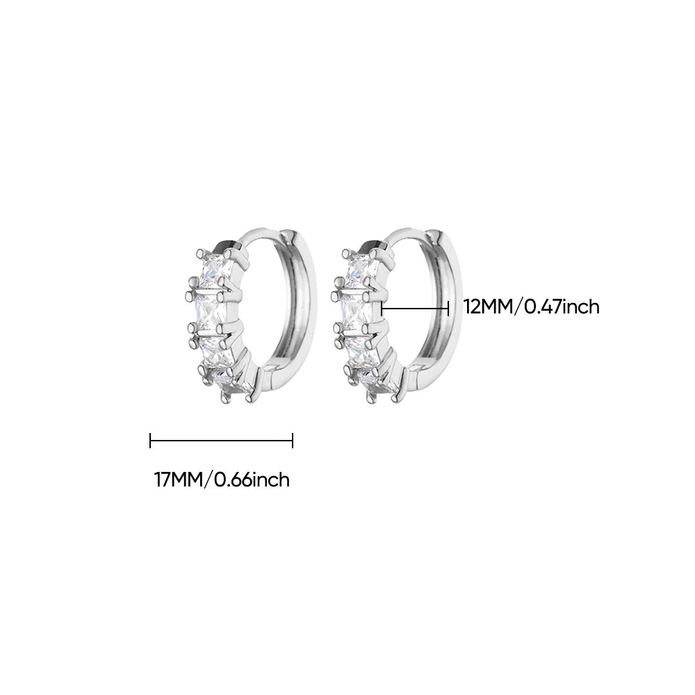 Gold Geometric Pave Zirconia Round Hoop Earrings