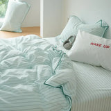 Mint Manbo Rolled Edge Washed Cotton Bed Set