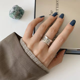VENTFILLE 925 Sterling Silver Water Droplets Cross Ring