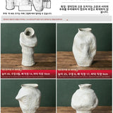 Retro Handmade Ceramic Flower Vase White Modern Minimalist Sle