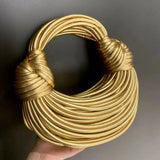 Gold Luxury Handwoven Hobo Evening Clutch Bag
