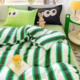 Nordic INS Black Pink Striped Duvet Cover Set 3pcs