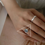 VENTFILLE 925 Sterling Silver Water Droplets Cross Ring