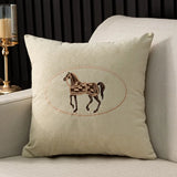 American Hand-Embroidered Cushion Cover Horse Pattern 45cm  Clean Vanilla Store