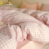 Simple Pink Stripe Bedding Set with Pillowcases 3pcs