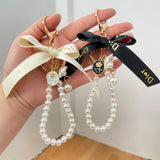 Imitation Pearl Bowknot Keychain Bag Charm Jewelry