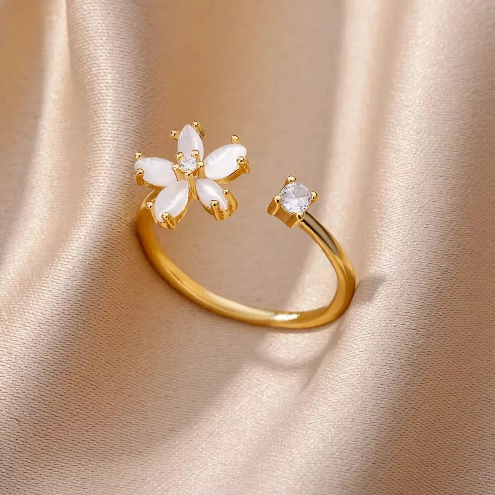 Luxury Zircon Geometric Ring for Women, Gold Color