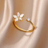 Luxury Zircon Geometric Ring for Women, Gold Color