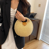 Casual Straw Woven Spherical Handbag for Women