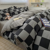 Nordic Plaid Wash Cotton Bedding Set, 4 Pcs