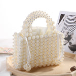 Noble Crystal Beaded Evening Bag with Pearl Chain  Clean Vanilla Store