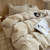 Korean Cotton Pink Stripes Duvet Cover 150x200 Size