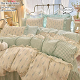 Korean Lace 100% Cotton Duvet Cover Set, 3pcs