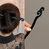 New Women Fashion Simple Black Wood Hairpin