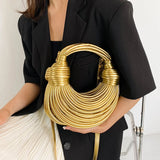 Gold Luxury Handwoven Hobo Evening Clutch Bag