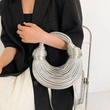 Gold Luxury Handwoven Hobo Evening Clutch Bag