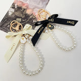 Imitation Pearl Bowknot Keychain Bag Charm Jewelry