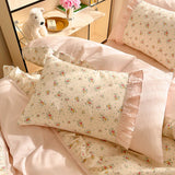 Korean Lace 100% Cotton Duvet Cover Set, 3pcs