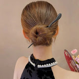 New Women Fashion Simple Black Wood Hairpin