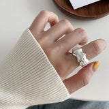 VENTFILLE 925 Sterling Silver Water Droplets Cross Ring