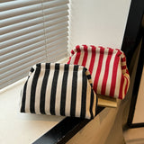 Striped Ruched Cloud Purse Summer Beach Clutch Bag