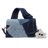 New Fashion Color Block Denim Square Shoulder Bag