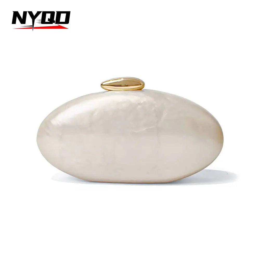 Luxury Ivory Pearl Egg Shape Clutch Bag for Parties