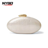 Luxury Ivory Pearl Egg Shape Clutch Bag for Parties