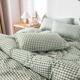 Simple Bedding Set Plaid Queen Duvet Cover Kit 4pcs