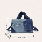 JIOMAY Fashion Blue Color Block Denim Shoulder Bag