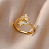 Luxury Zircon Geometric Ring for Women, Gold Color