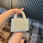 Noble Crystal Beaded Evening Bag with Pearl Chain  Clean Vanilla Store