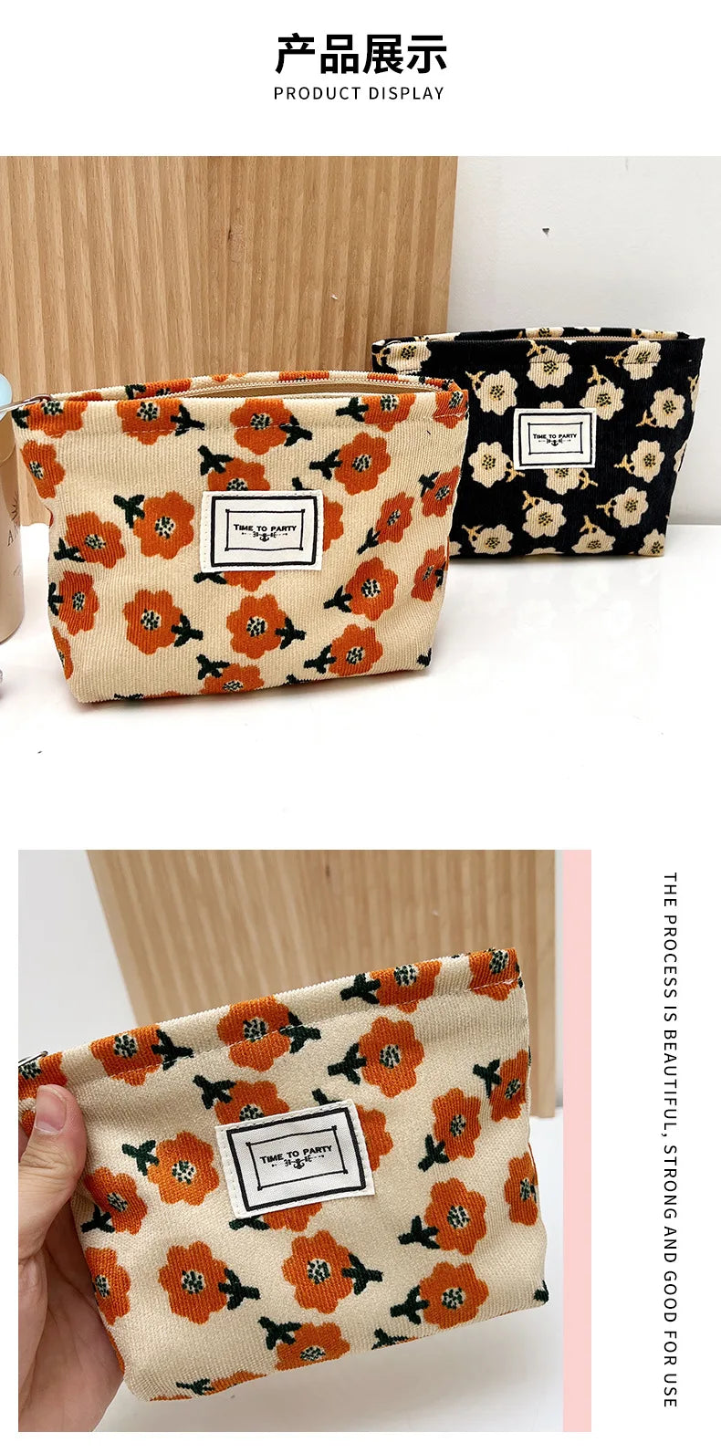 New Small Women's Cosmetic Bag with Floral Design  Clean Vanilla Store