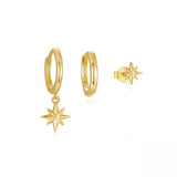 Fashion Stainless Steel Star Drop Earrings Set - 3 Piece