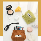 Corduroy Elastic Storage Bag for Women - Large Capacity