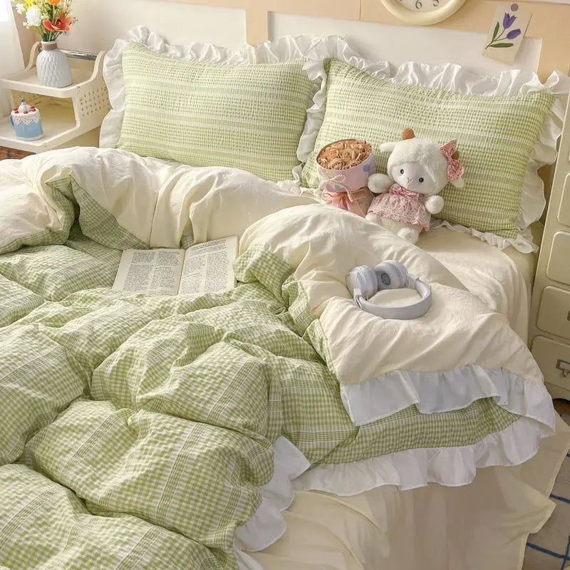 Ins Princess Style Ruffle Bedding Set 4pcs
