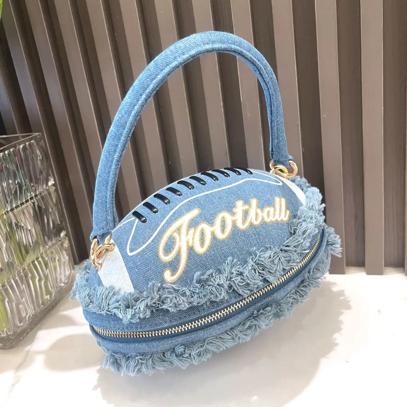Luxury Designer Denim Ball Shape Evening Clutch Bag