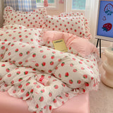 4pcs Floral Korean Lace Duvet Cover Set