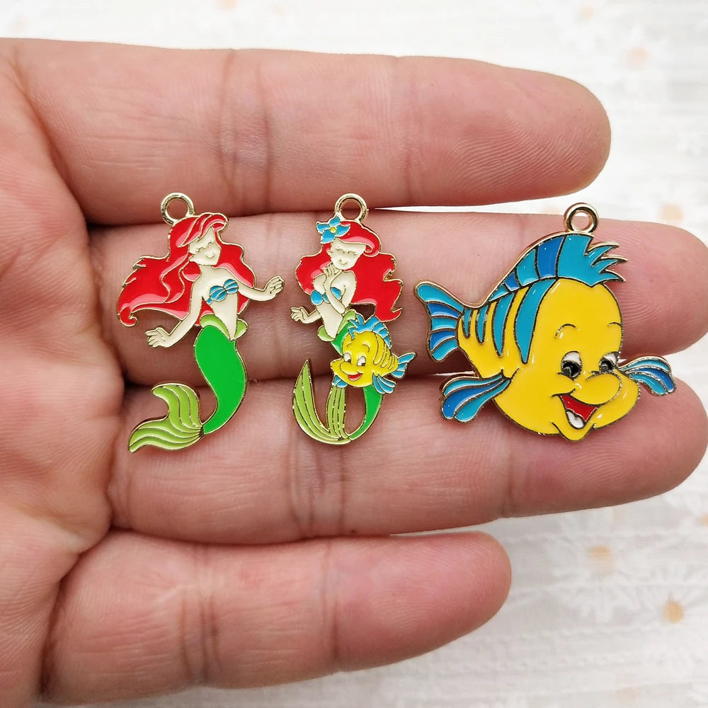 10pcs Gold Plated Mermaid Charms for Jewelry Making