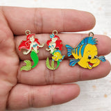 10pcs Gold Plated Mermaid Charms for Jewelry Making