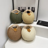 Casual Straw Woven Spherical Handbag for Women
