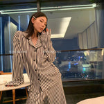 Luxury Striped Cotton Pajamas Women's Wide Leg Set  Clean Vanilla Store