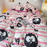 Korean Style Blue Letter Bedding Set for All Sizes 4 pcs