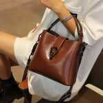 Real Oil Wax Leather Women's Bucket Bag - Large Capacity  Clean Vanilla Store