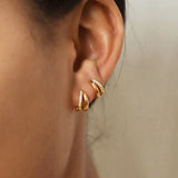Europe Double Layered Zircon Hoop Earrings Gold Silver Color
