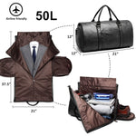 Geestock Large Capacity PU Suit Travel Bag With Pouch  Clean Vanilla Store
