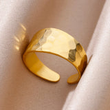 Gold Color Stainless Steel Wide Rings For Men Women