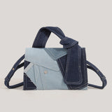 JIOMAY Fashion Blue Color Block Denim Shoulder Bag