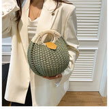 Casual Straw Woven Spherical Handbag for Women
